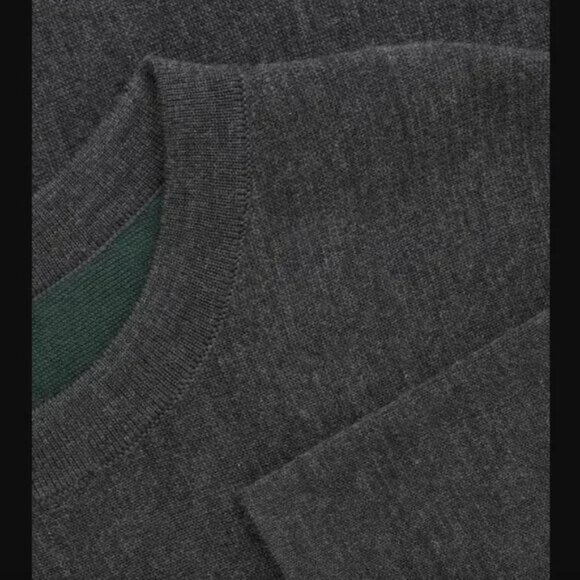 COS Gray/Emerald Green Double-Faced Merino Wool Cotton A-Line Knit Casual Dress - Picture 4 of 16